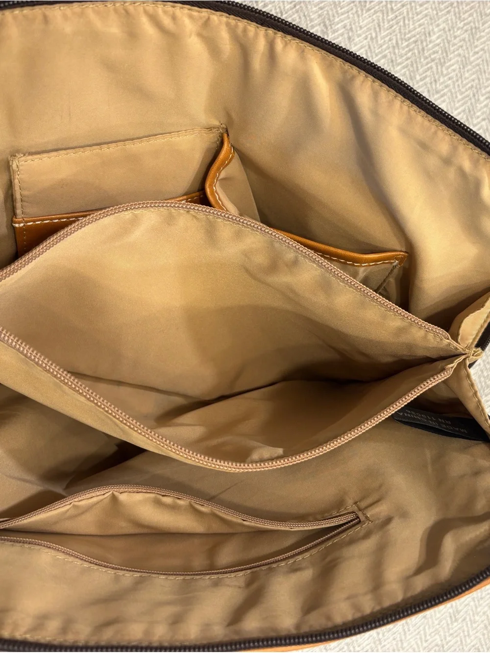 Giani Bernini Brown Monogram Satchel with Tan Trim